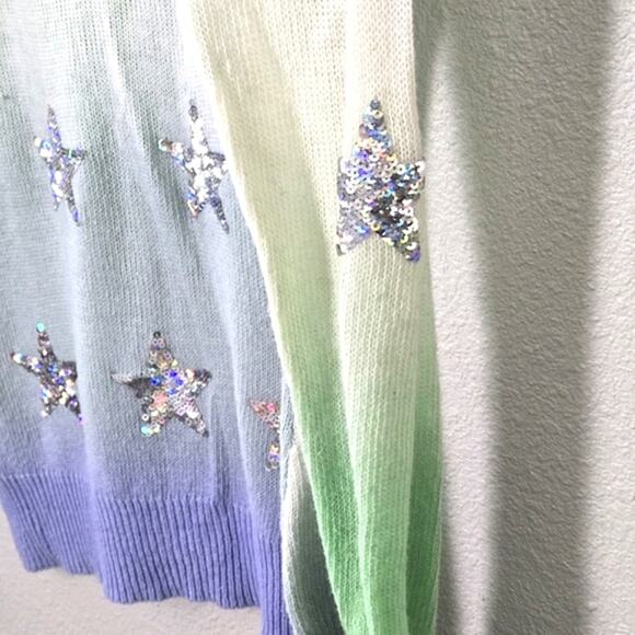 Wildfox Star Gazer Sweater Sequin Stars Pastel Ombre S Dreamy Pastel - Picture 7 of 10